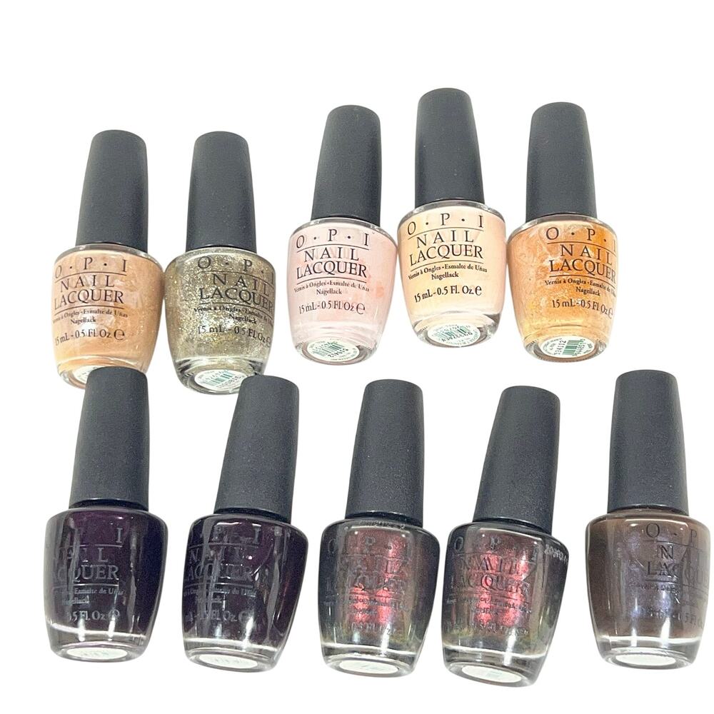OPI Nail Lacquer Lot 10 Lincoln Park After Dark Nude Glitter Metallic 0.5oz
